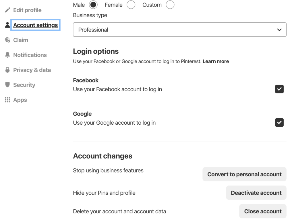 Change to a Business Account