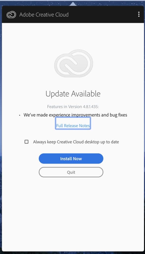 adobe creative cloud auto update